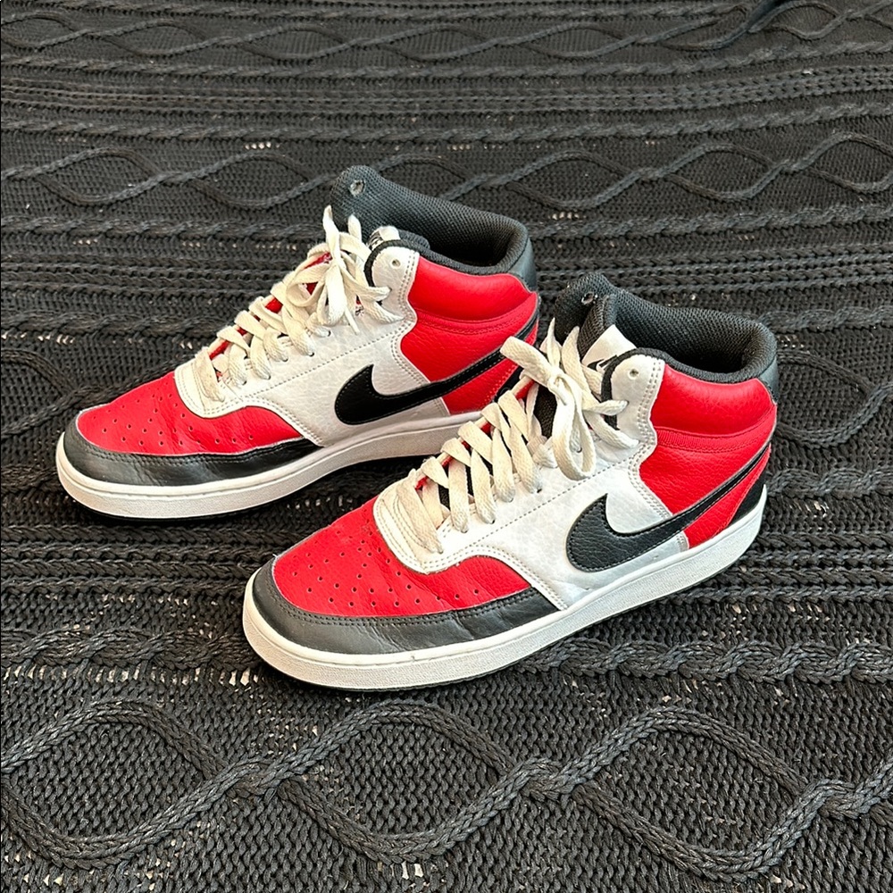 Nike Red and White High-Top Sneakers